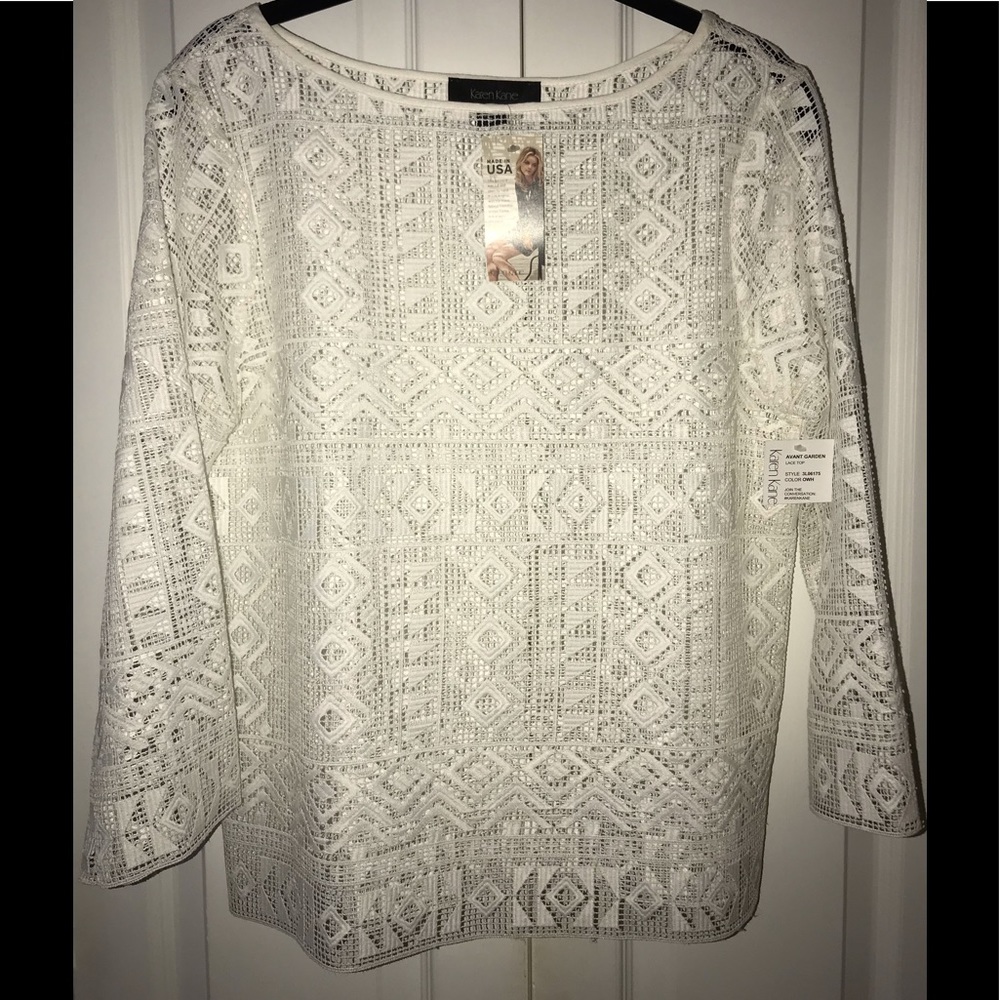 Karen Kane White Lace Women’s Shirt, Small